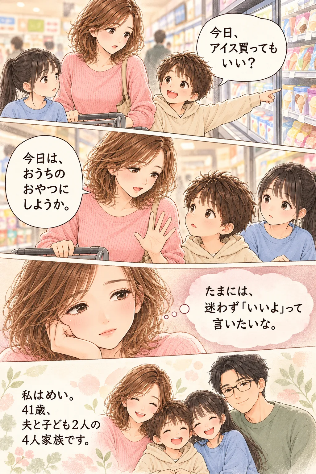 また、我慢させちゃった（P：日常の悩み／3コマ）