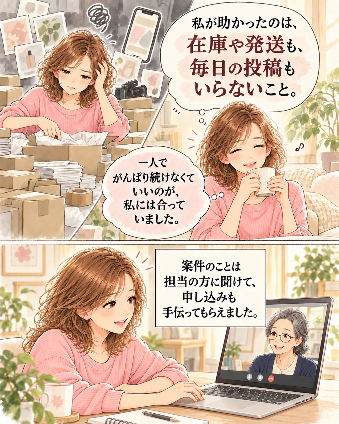 私が助かったところ（C：中身を本人の経験として／2コマ）
