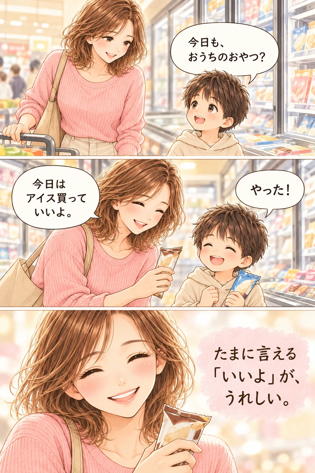今日は、アイス買っていいよ（Bの回収／3コマ）