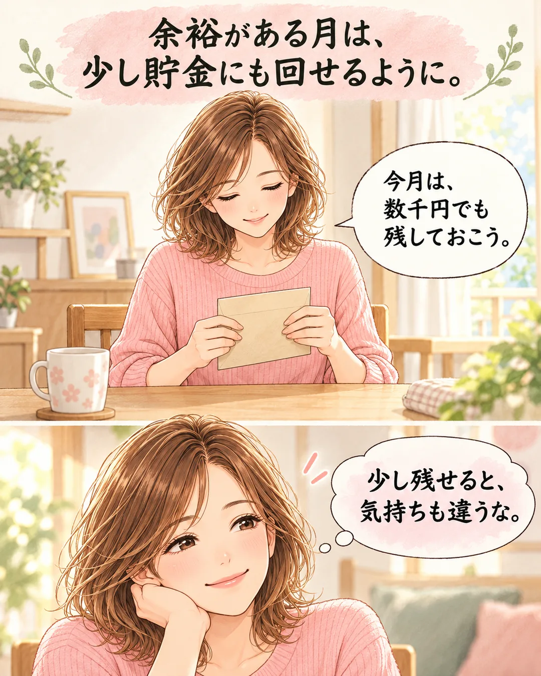 少し残せる、うれしさ（生活の変化／2コマ）